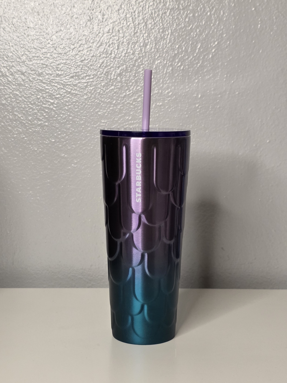 Starbucks Iridescent Purple-Blue Stainless Tumbler with Straw